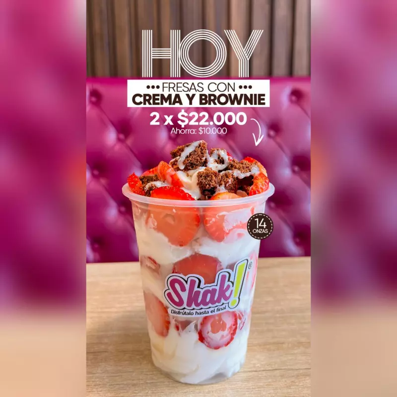 Promoción Fresas con Crema y Brownie
