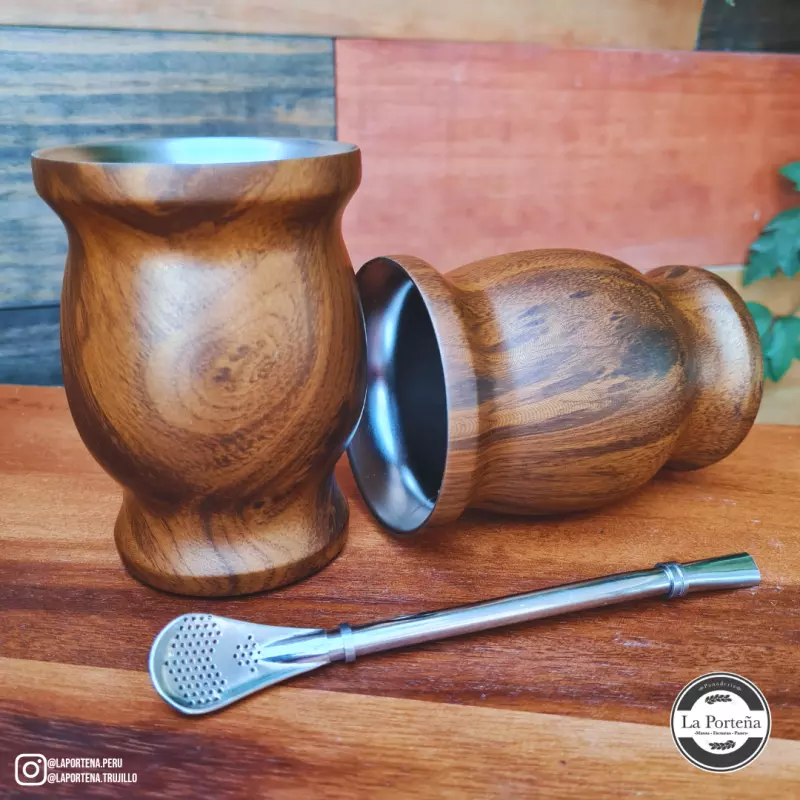 Mate Acero inoxidable Rústico Roble