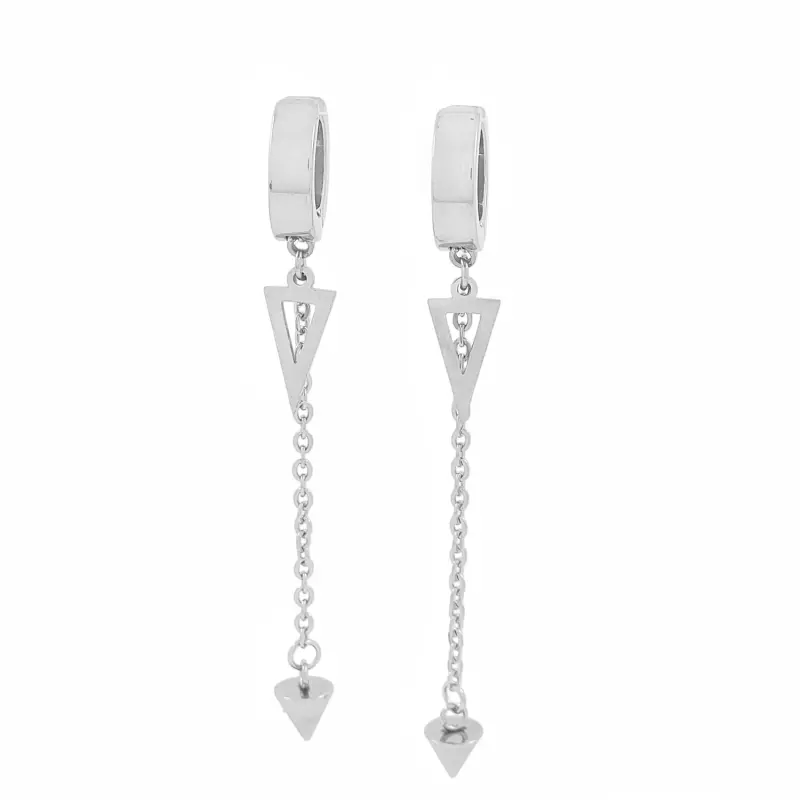 Silver Triangular False Earrings