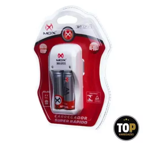 Carregador De Pilhas Mox Com 2 Pilhas