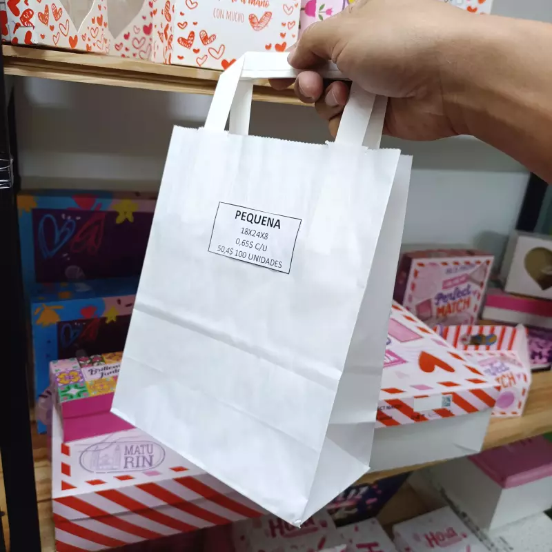 Bolsa blanca pequeña asa plana