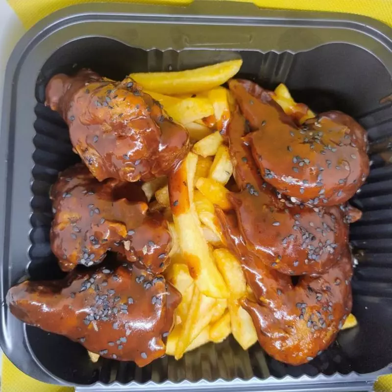 6ALITAS HOT BBQ C/PAPAS