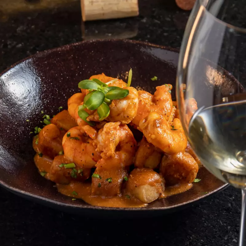 Camarões com Nhoque