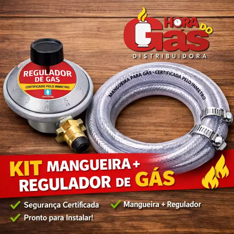 KIT MANGUEIRA + REGULADOR DE GÁS