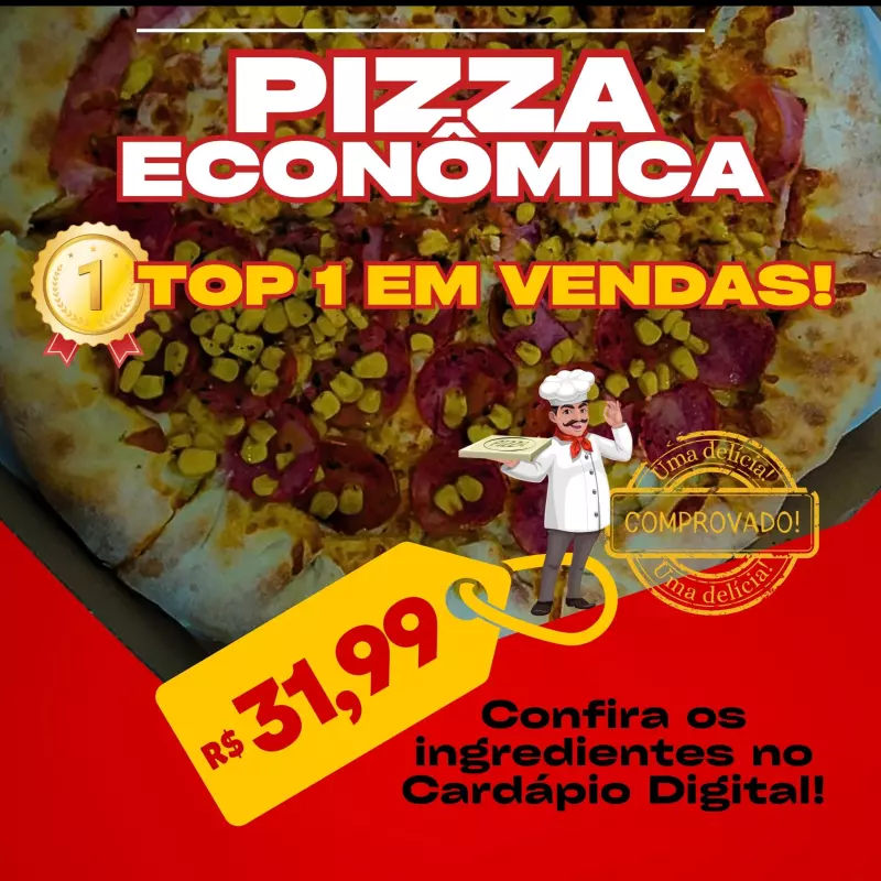 Pizza econômica (8 pedaços)