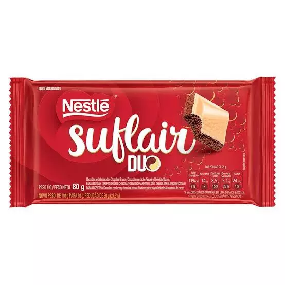CHOCOLATE BARRA SUFLAIR DUO 80g