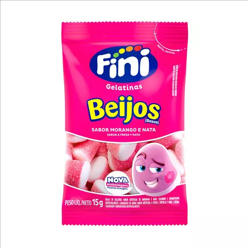 Bala gelatina beijos de morango 15G