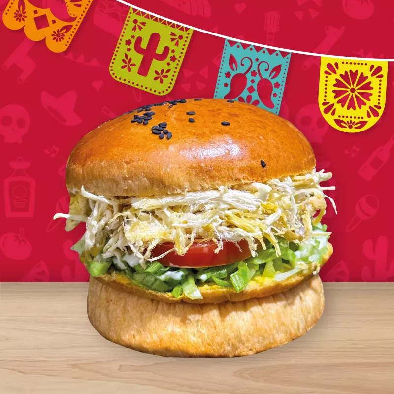 HAMBURGUESA DE POLLO DESHILACHADO