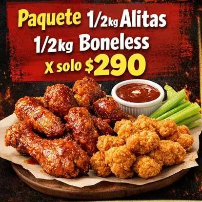 1/2 alitas 1/2 boneless