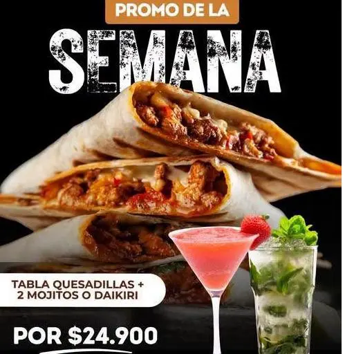 Promo Tabla quesadilla + 2 Tragos