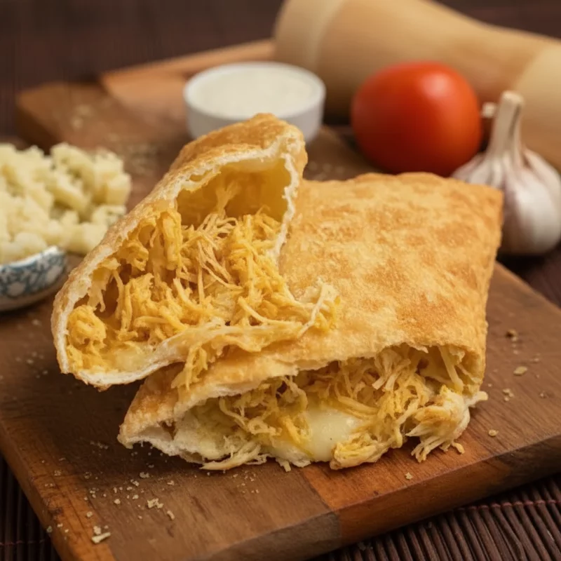 PASTEL DE FRANGO COM QUEIJO