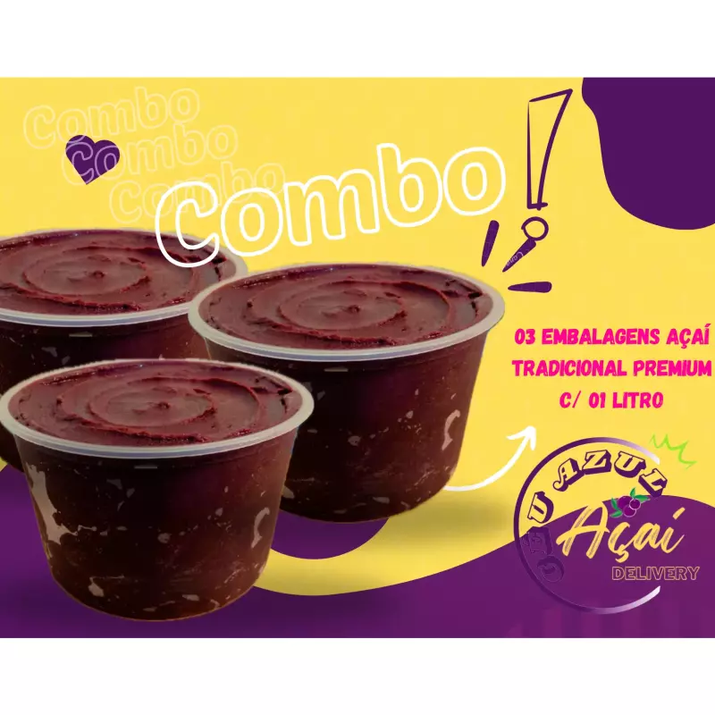 Açaí Premium - 3 embalagens c/ 01 lt