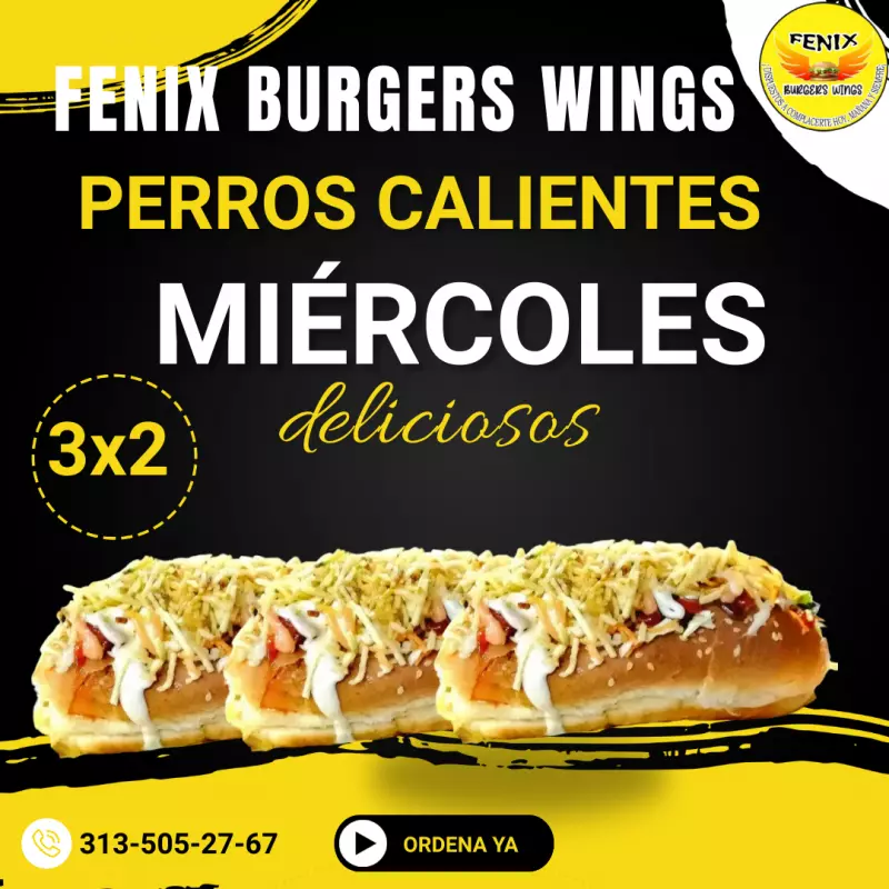 MIÉRCOLES 3x2 HOT DOG