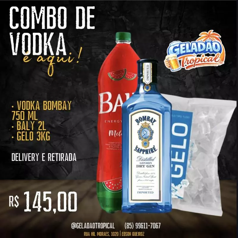 COMBO Vodka Bombay+Gelo+Baly 2L