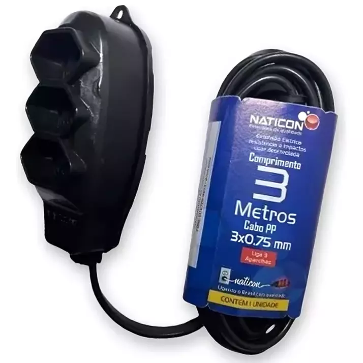 EXTENSÃO ELÉTRICA C/CABO PP 3 METROS