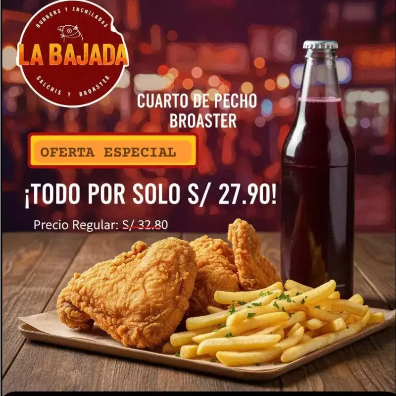 PECHO ¼ CON PAPAS + CHICHA 1 LITRO