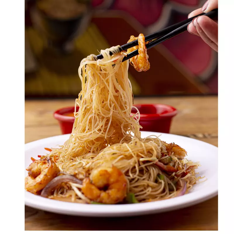 Fideos con camarones