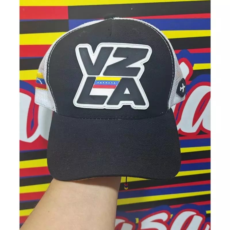 Gorra VZLA malla blanca y negra