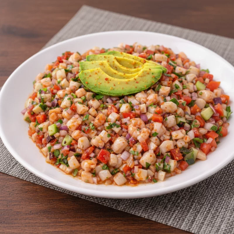 Ceviche Camarón y Callo de Almeja