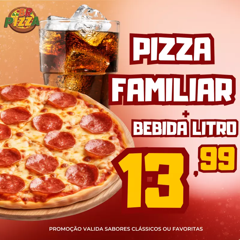 1 Pizza Familiar +  Bebida de 1L