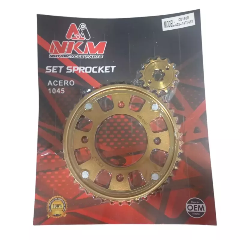 SET SPROCKET CB190R 14X45 ORO NKM