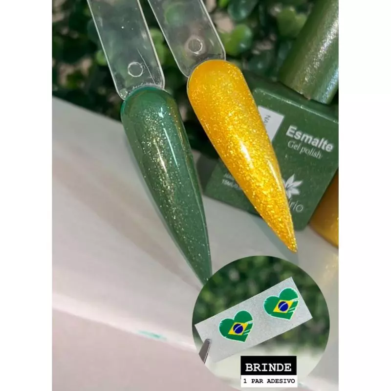 Kit Esm. Gel Glitter Verde + Amarelo
