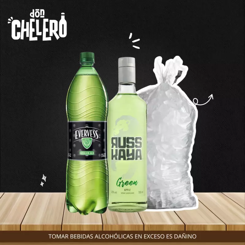 RUSSKAYA GREEN APPLE X 750 ML.