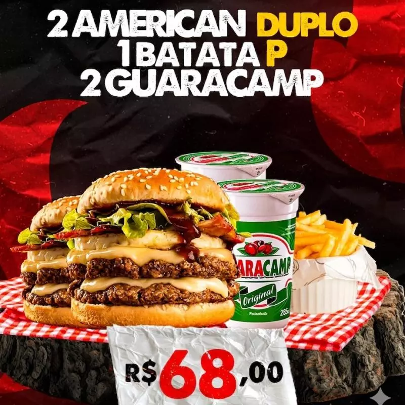 2 AMERIC DUPLO, 1 BATATA P, 2 CAMPS