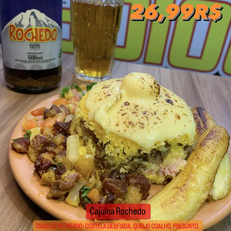 CUSCUZ RECHEADO + CAJUÍNA ROCHEDO