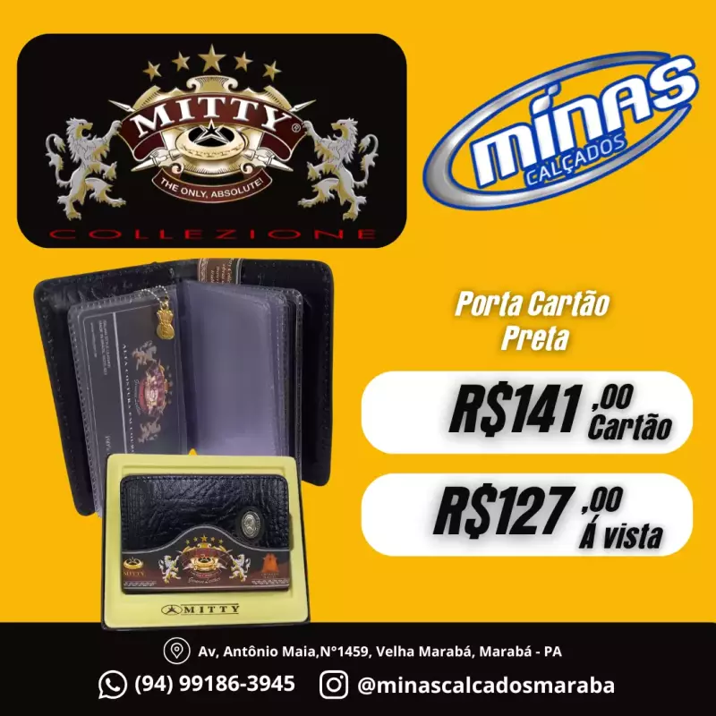 Porta Cartão Preta RF:PC6