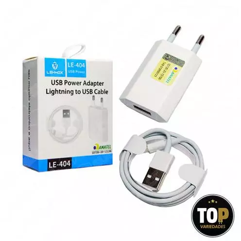 Carregador Linghtning Le-404 Lehmox Com Cabo