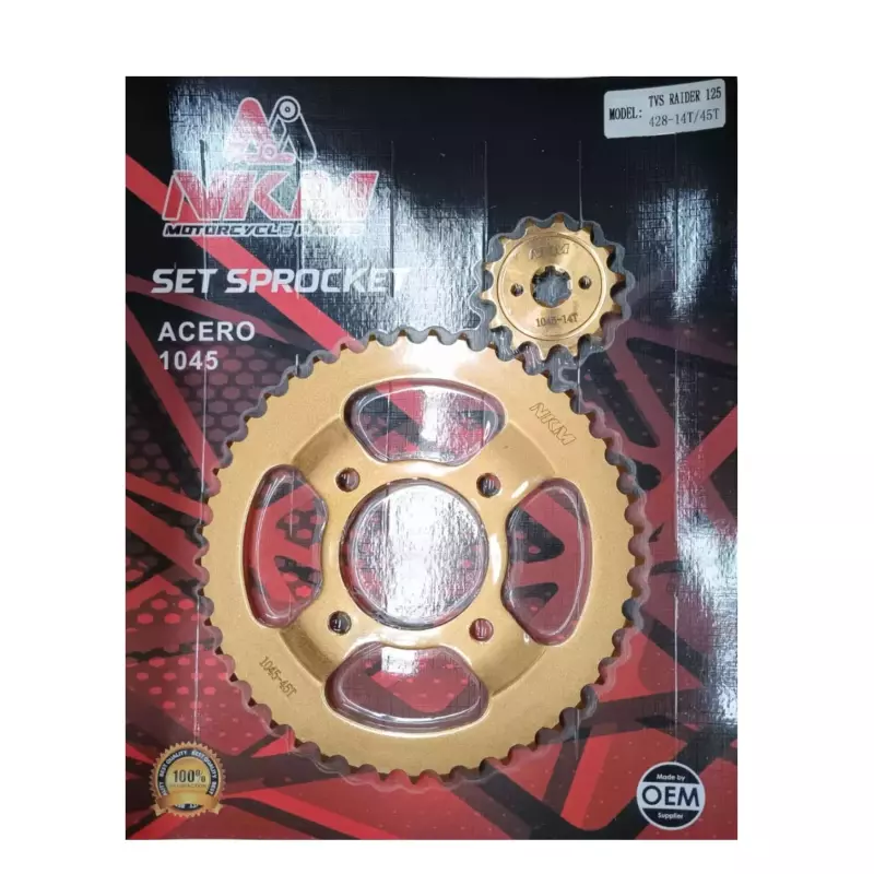 SET SPROCKET TVSRAIDER125 14X45 ORO