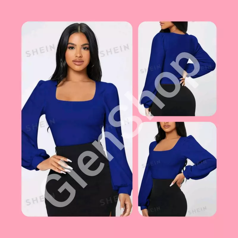Blusa azul real manga farol