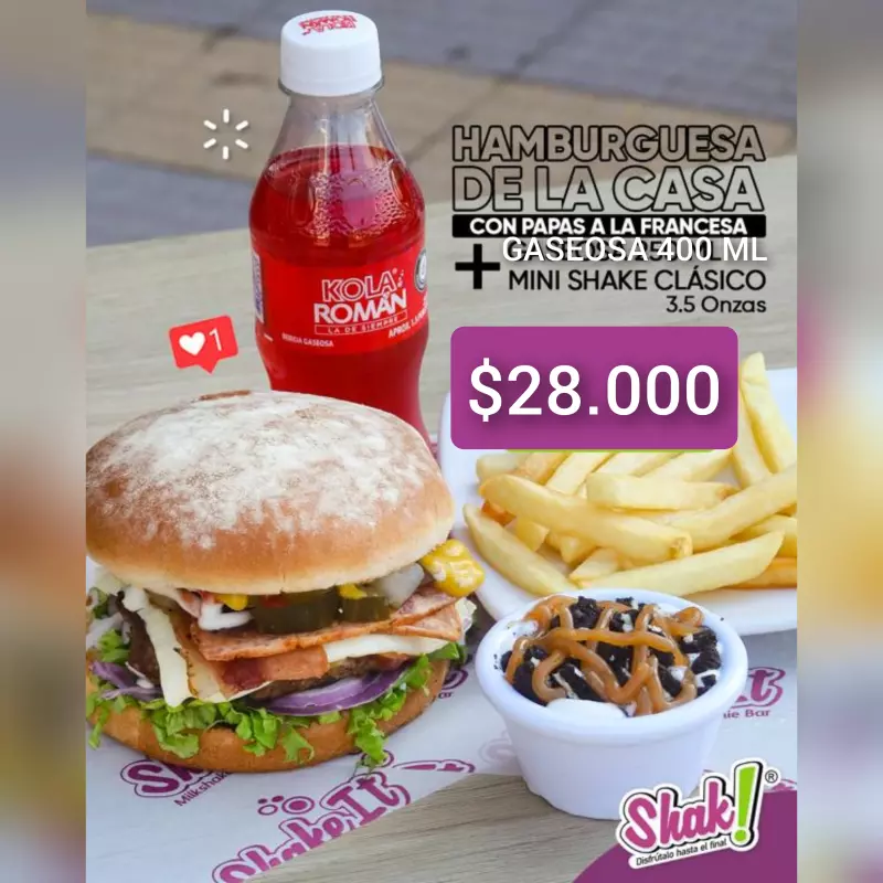 Combo Hamburguesa de la Casa