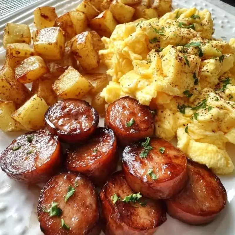 Hearty breakfast platter fluffy