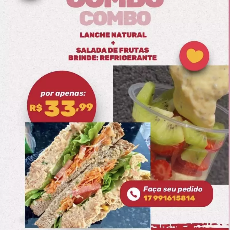 Combo lanche +salada de frutas