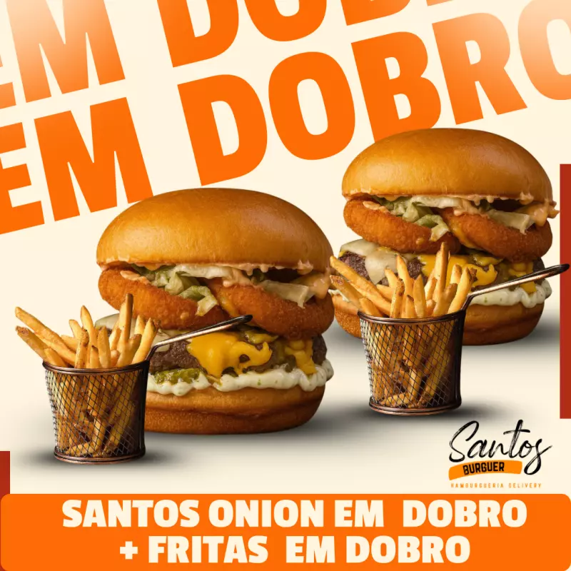 Burguer Santos Onion em Dobro + Frit