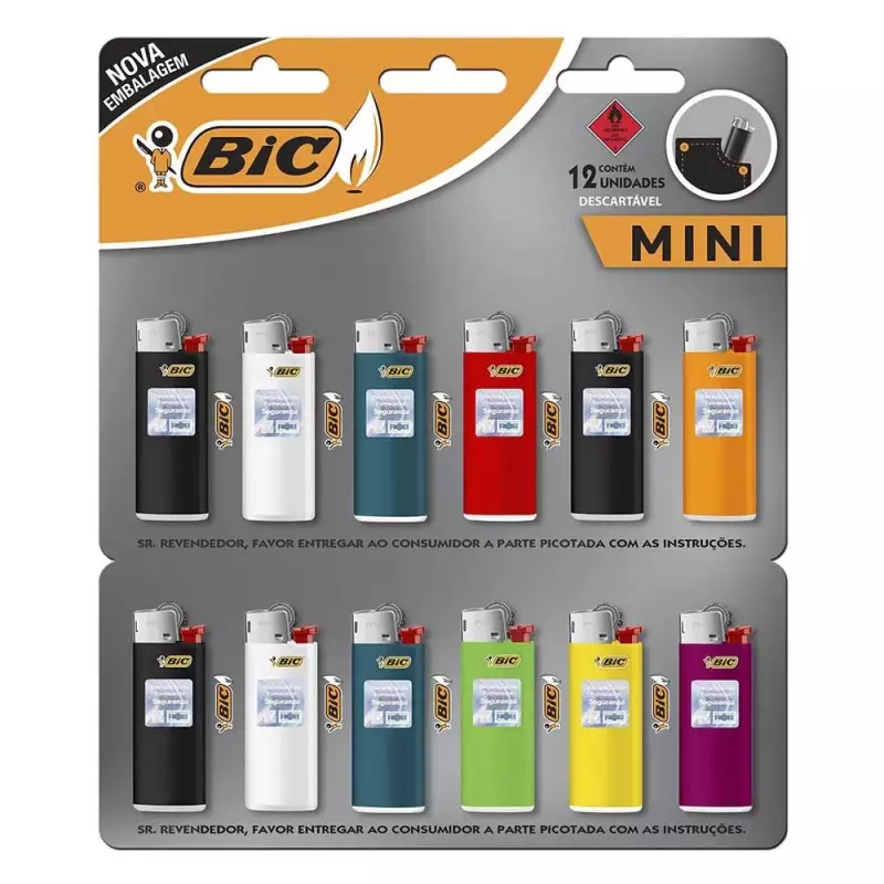Isqueiro mini Bic cartela/12u