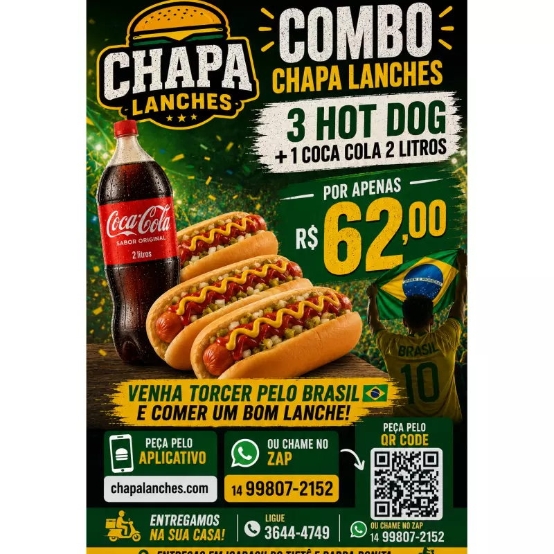 COMBO HOT DOG E 1 COCA COLA 2 LITROS