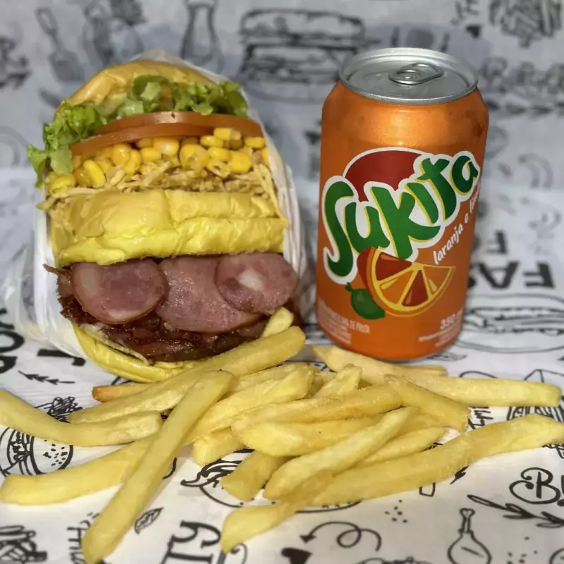 x- calabresa +  batata 200g + lata