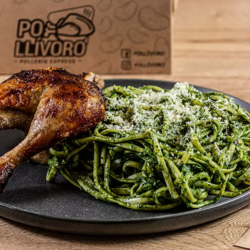 Tallarin verde + 1/4 pollo brasa