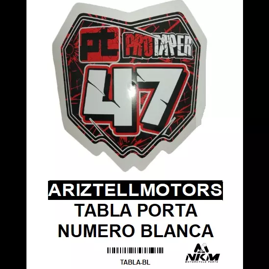 TABLA PORTA NUMERO BLANCA