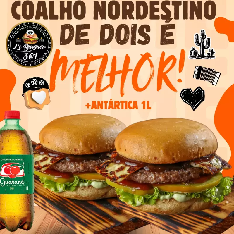 Coalho em dobro + refri 1L