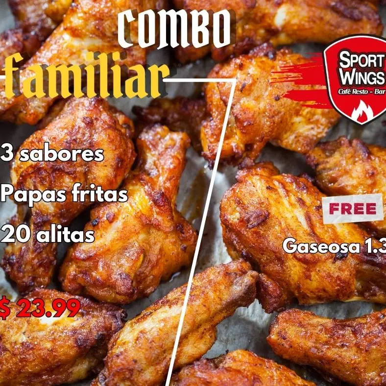 COMBO 20 ALITAS + GASEOSA 1.35LT GRATIS