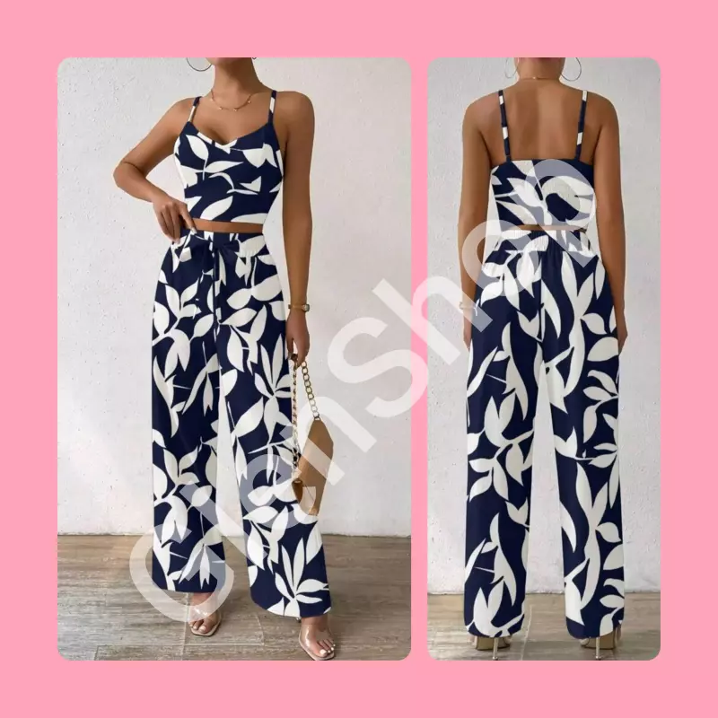 Conjunto estampado azul y blanco