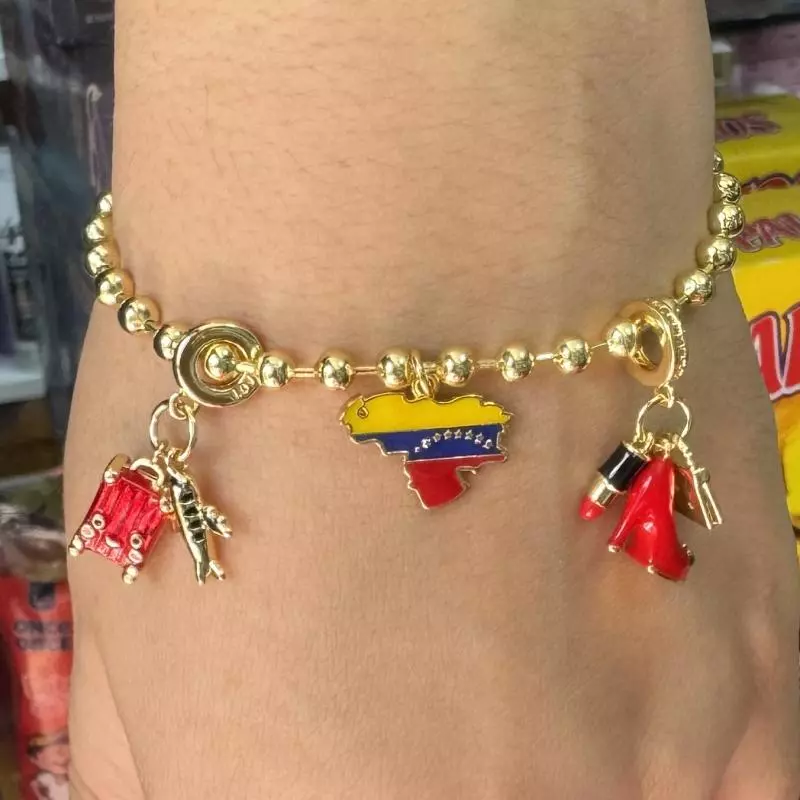 Pulsera 3 charms mapa viaje taco