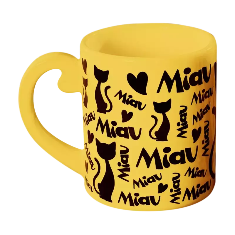 Caneca Miau Amarela 300ml