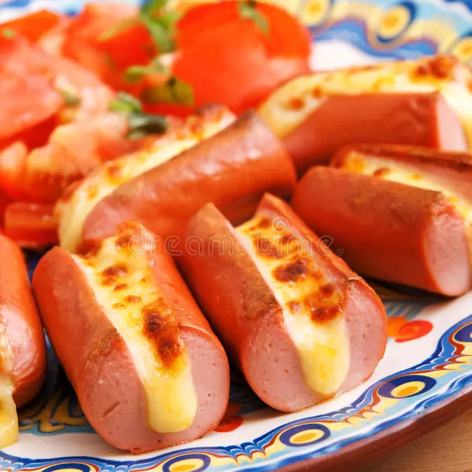 Salsicha recheada com queijo