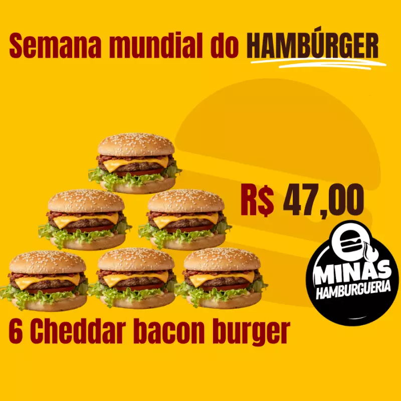 6 Cheddar bacon burger