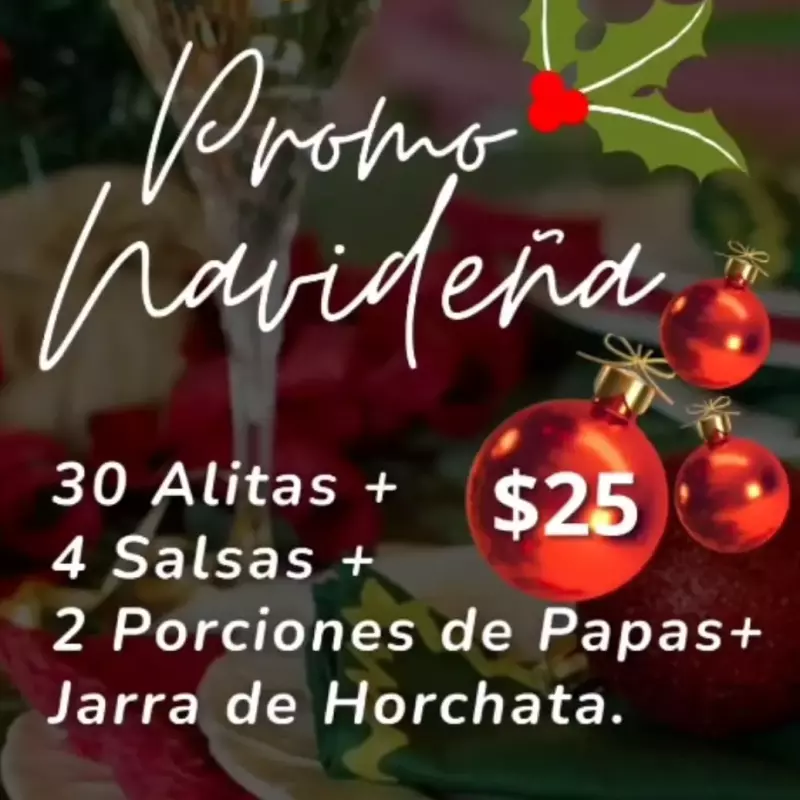 PROMO NAVIDEÑA 30 ALITAS + JARRA HOR